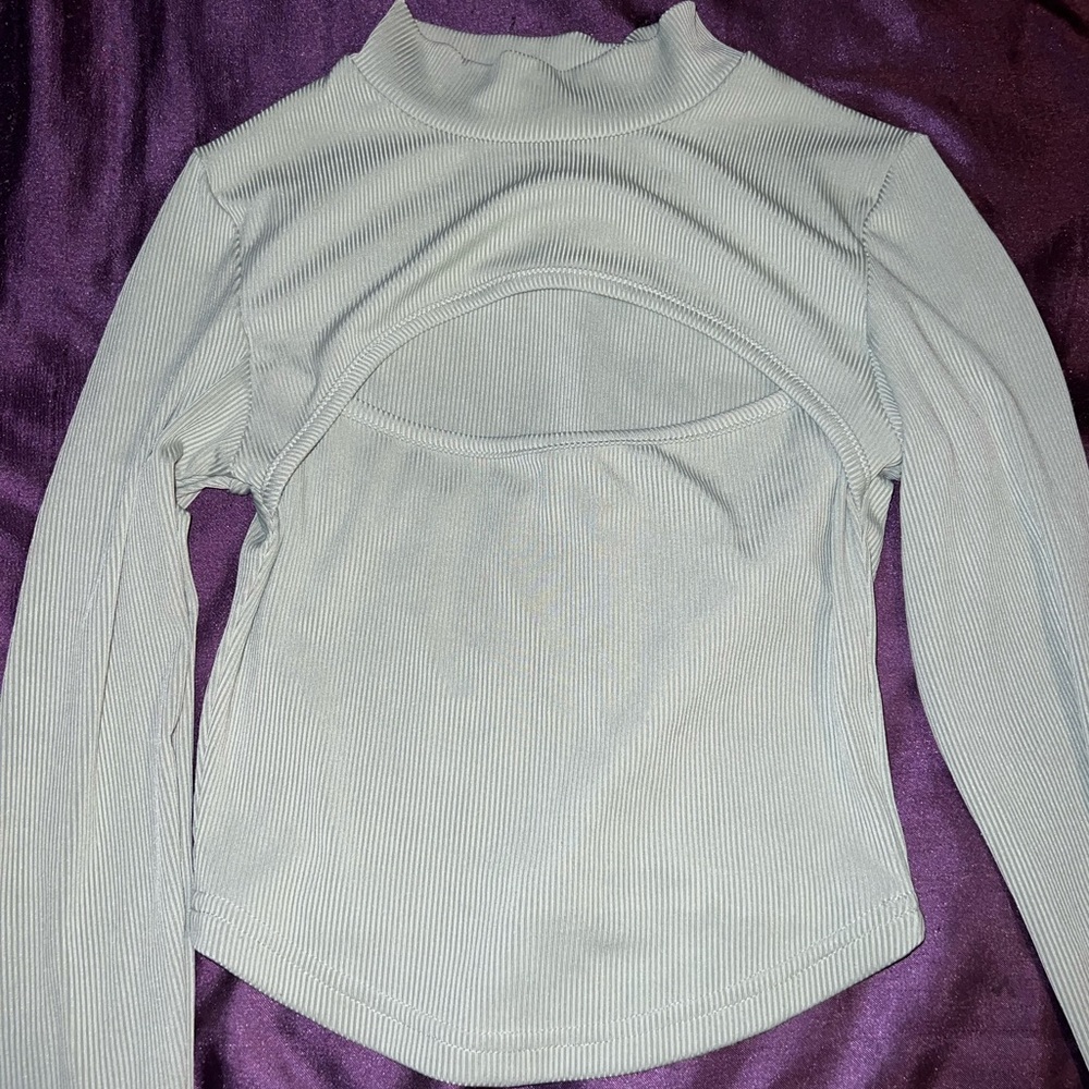 Light green Long sleeved Crop Top